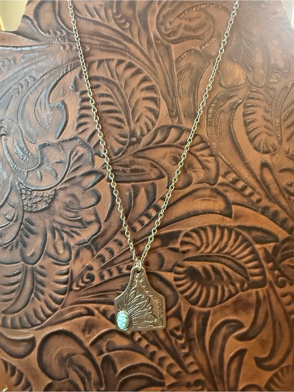Pendant Necklace with Turquoise Accent
